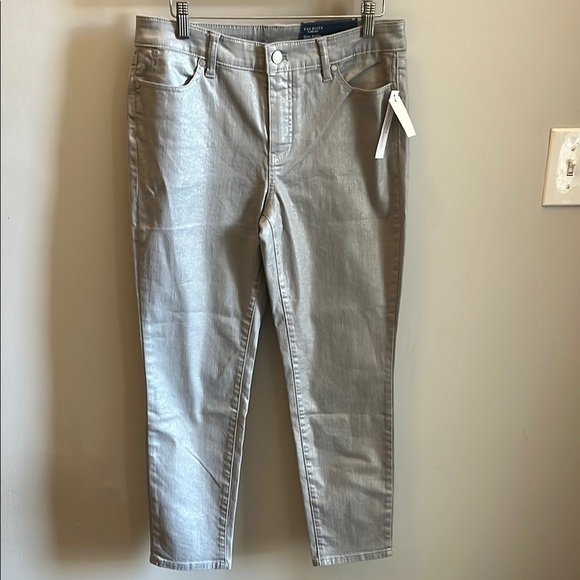 Talbots Flawless Slim Ankle Jeans Pants Metallic Silver NWT Size 8P Petite Crop - Picture 2 of 12